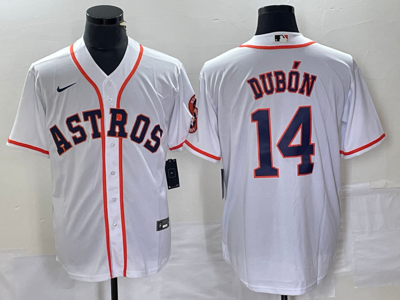 Men's Houston Astros #14 Mauricio Dubón White Cool Base Stitched Baseball Jersey